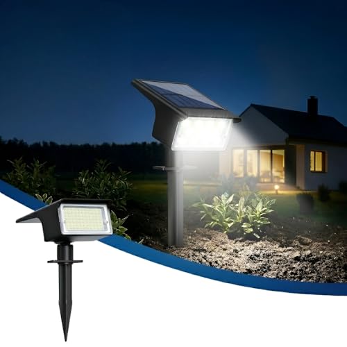 Image of XERGY Solar LED Spot Lights | Waterproof Outdoor Landscape Lighting | 3 Brightness Modes | Adjustable Head | 2 Install Options (Wall Mount & Ground Stake) | Auto On /Off for Garden, Lawn & Pathway