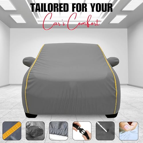 Image of Car Cover for Maruti Ertiga All Model & Years (2012-2024) 100% Waterproof with Mirror Pockets, Triple Stitched Bottom Elastic Dustproof Full Body Protection Heat & UV Resistant- Grey