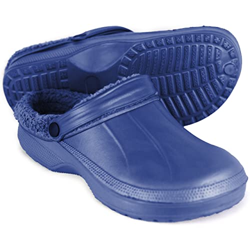 HEYO Sabots doublés chauds pantoufles de jardin pantoufles d'hiver légères Eva, bleu, 42 EU Cover