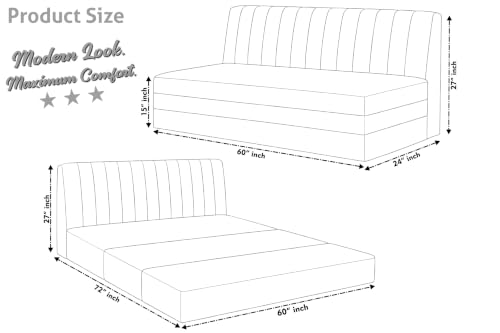 Image of 3-Seater Velvet Sofa Cum Bed | Convertible Sleeper Sofa | Modern Foldable Couch for Living Room, Bedroom & Office | Grey