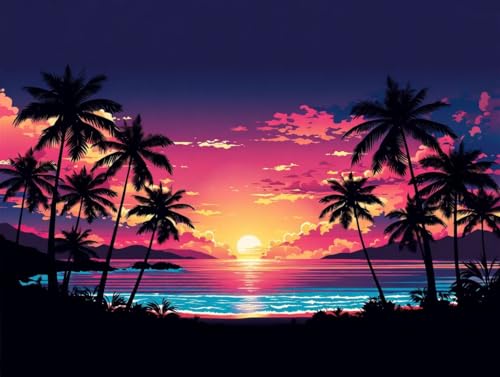 Kit de pintura por números adultos para relajarse pintando una playa de 60x80cm