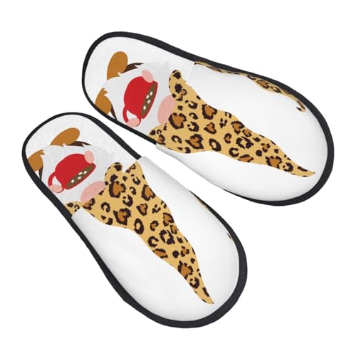 Christmas Gnomes In Leopard Print Women Slippers Home Furry Shoes Keep Men Couples Shoes Warm For Women-2