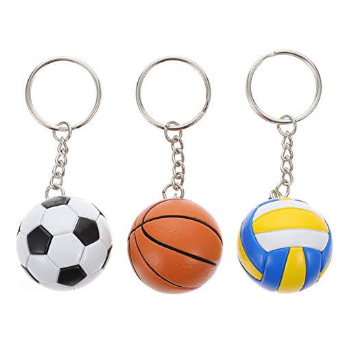 Homoyoyo 3 peças de chaveiro de bola de futebol e basquete, vôlei chave, lembranças, bolsa de brinde