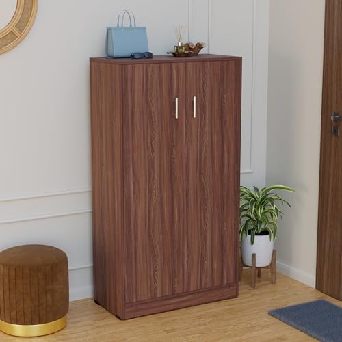 Image of FURNIFLIX Engineered Wood 7 Shelves Shoe Rack for Living Room Office Home Hall Wooden Shoe Cabinet Furniture - Walnut Finish