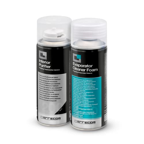 ERRECOM Total Care, Tratamiento purificador Completo para Sistemas de climatización de los autovehículos y habitáculos, Fragancia de Talco, 2 Botes de 200 mL
