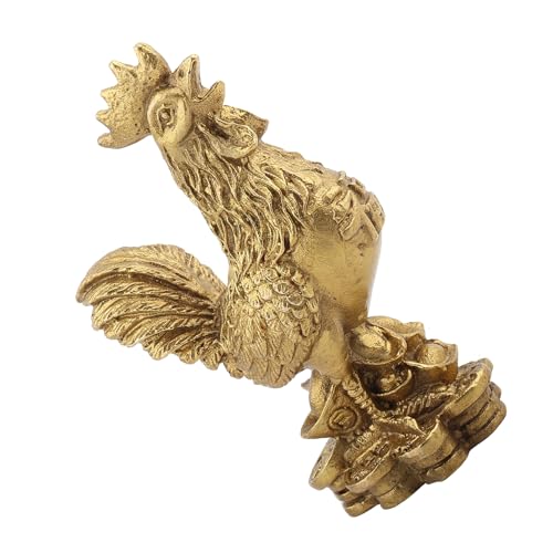 KIMISS Pollo Puro de Latón, Chino, Buena Suerte, el Mejor Símbolo de Gallo y Figura de Gallo para la Buena Suerte 0 Feng Shui Regalos Afortunados Decoración Riqueza Prosperidad en Mierda Geomántica