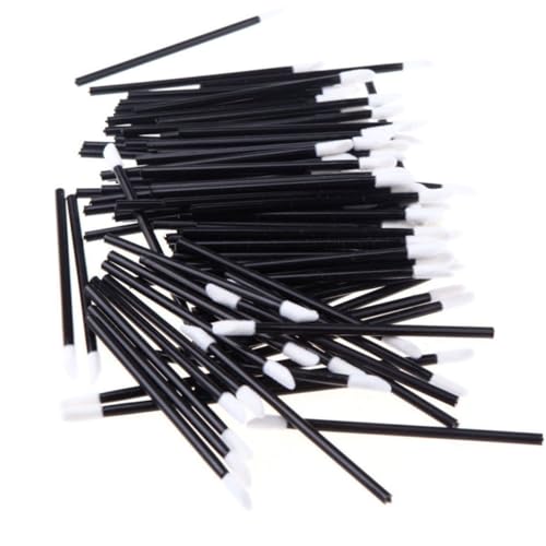 Healeved 使い捨てリップスティックブラ プリケーター 50本入り ブラックハンドル 325インチ ソフトナイロン毛
