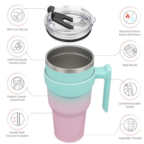 Image of BJPKPK 40 oz Tumbler with Handle & Straw, Insulated Stainless Steel Mug