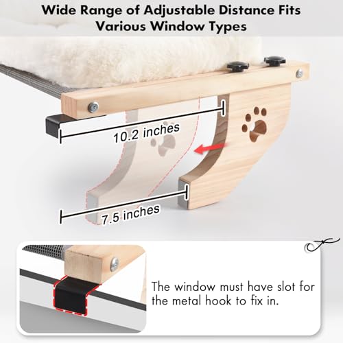 image for AMOSIJOY Cat Sill Window Perch Sturdy Hammock Window Seat with Cushion
