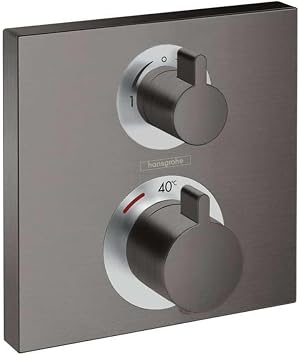 hansgrohe 15714340 Ecostat Square Flush-Mounted Thermostat for 2 Consumers Brushed Black Chrome, 2 Verbraucher