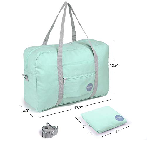 Wandf Foldable Travel Duffel Bag Luggage Sports Gym Water Resistant Nylon (A-Mint Green)