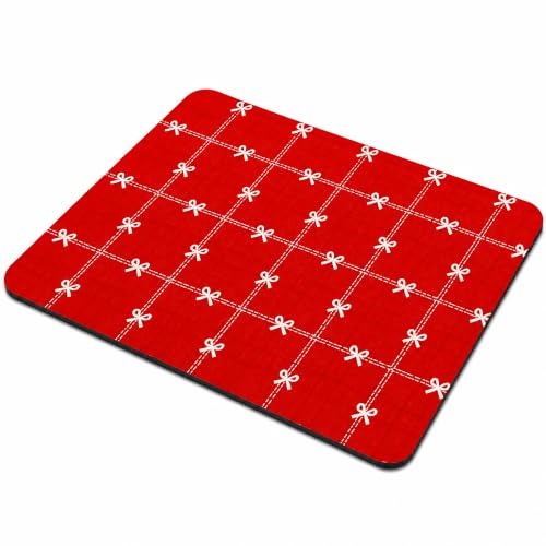 Image of Luxe Home International Dish Dry Mats for Kitchen Counter, Rubber Quick Dry Mat for Kitchen Utensils, Bow Check Print Smooth Absorbent Placemat, 35x55 cm, Red, Pack of 1