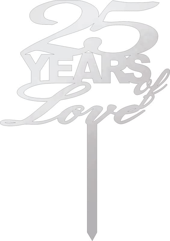 GenericThe Cutwork Studio Cake Toppers For Cake decoration (25 Years of Love, Silver)