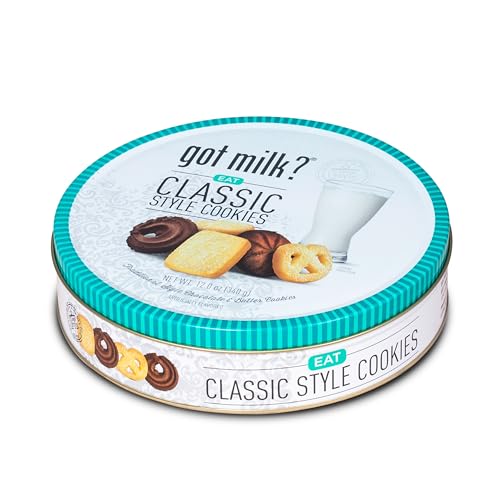 Image of got milk? Classic Style Cookies, Chocolate & Butter Cookies, 12-Oz. Cookie Tin, Traditional Style Danish Butter and Chocolate Cookies for Dessert or Snack, Gift Tin, Retail Pack (Pack of 2)