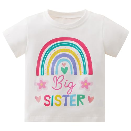 Miyanuby - Set di tutine abbinate per famiglia, maglietta per sorella maggiore e sorella minore, stampa estiva in cotone, tutina a maniche corte, body, abito in un pezzo, 2-3 Anni