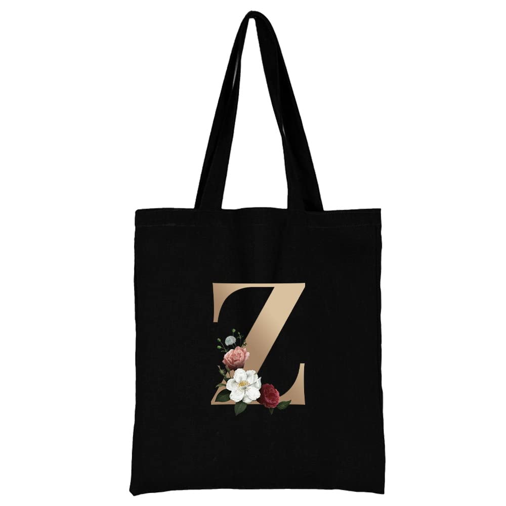 26 Letter Printed Canvas reusable grocery bags, Foldable Casual Travel HandBag, Shoulder Beach Tote Bags, Shopper bag eco friendly super strong washable Storage bags Shopping bag Canvas bag for Women