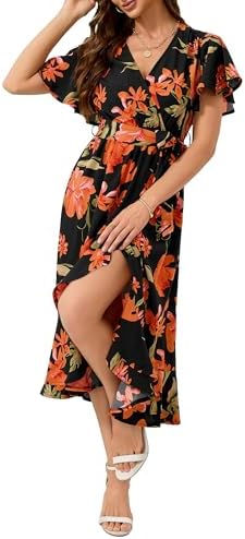 Women's Summer Floral Wrap Dress Casual Boho Printed V Neck Short...