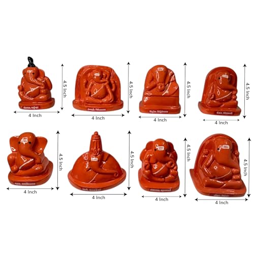 Image of KariGhar Ashtavinayak Ganesh Ji /Ganpati Bappa Murti Perfect for Office Table,Study Table, House Warming, Home, Puja Ghar, Decoration & Gifting 4.5 inch Religious