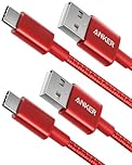 Anker Type C Cable, [2-Pack 3Ft] Premium Nylon USB-C to USB-A Fast Charging Type C Cable, for iPhone 17/16/15, iPad Pro, Samsung Galaxy, MacBook Pro,and More(Red