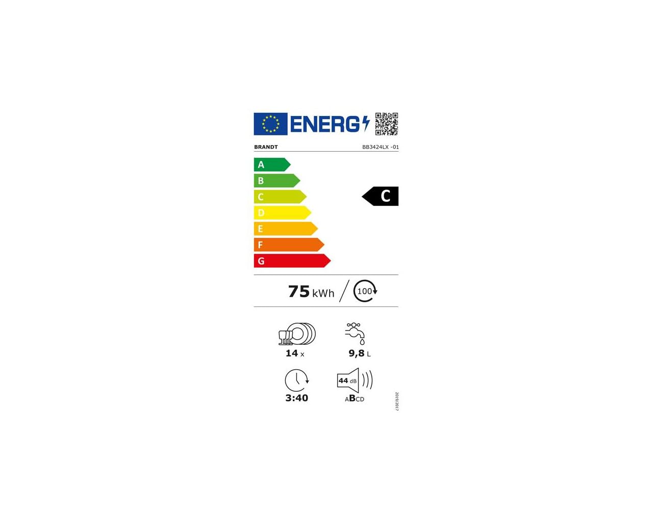 Lave-vaisselle 60cm 14 Couverts 44db Intégrable Avec Bandeau - BB3424LX