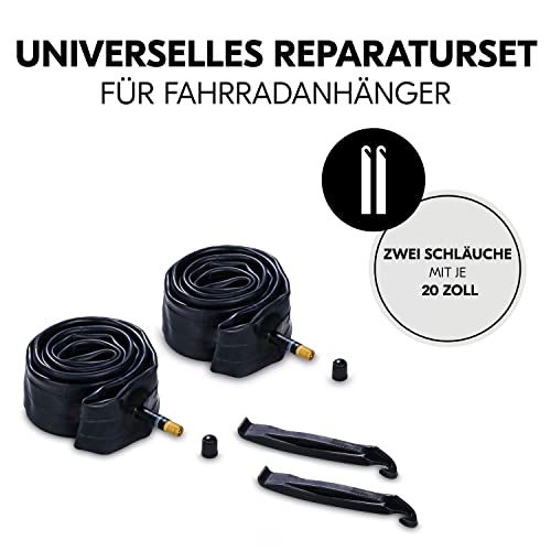 hauck Fahrradanhänger Schlauch Set 2x 20 Zoll Durchmesser inkl. Reifenheber, Ersatzreifen Schlauch für Fahrradanhänger hauck Dryk Duo & Dryk Duo Plus (Bike Trailer Repair Kit, Black)