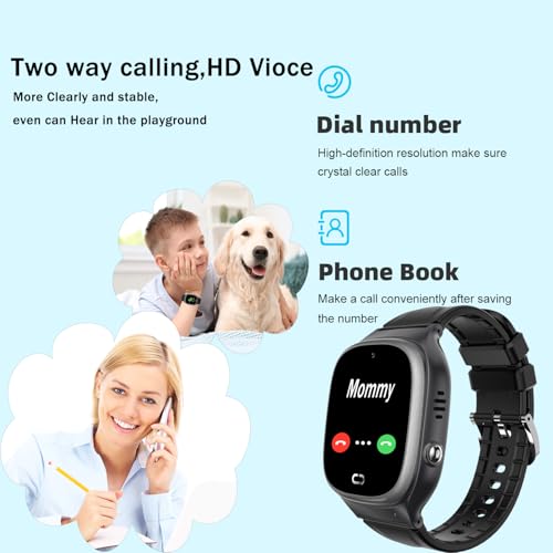 Waterproof Kids Smart Watch LBS Tracker - Boys Girls for 3-12 Year Old with SOS Camera Alarm Call Camera 12 Time Format 1.44'' Touch Screen SOS Electronic Toy Birthday Gifts