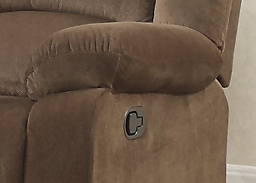 AC Pacific Bill Collection Modern Fabric Upholstered Living Room Reclining Loveseat with Padded Pillow Top Armrests, Brown