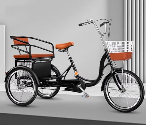 Outdoor cruiser bikes with passenger seat,elderly adult scooter tricycle with sensitive brake,leisure shopping cart rickshaw pedal bicycle,tandem tricycle