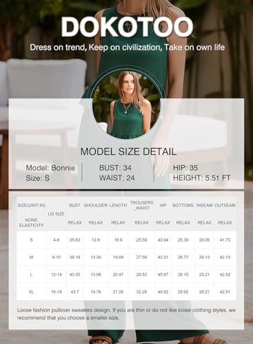 Dokotoo Pants Sets Women 2 Piece Outfits Sleeveless Round Neck Tank Tops Matching Sets for Women Elastic Waist Wide Leg4