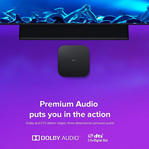 Xiaomi Mi Box S 2GB RAM + 8GB Storage Lecteur multimédia 4K Ultra HD avec télécommande Google Assistant, Bluetooth, HDR 4K, Audio Dolby, DTS HD, Android 8.1