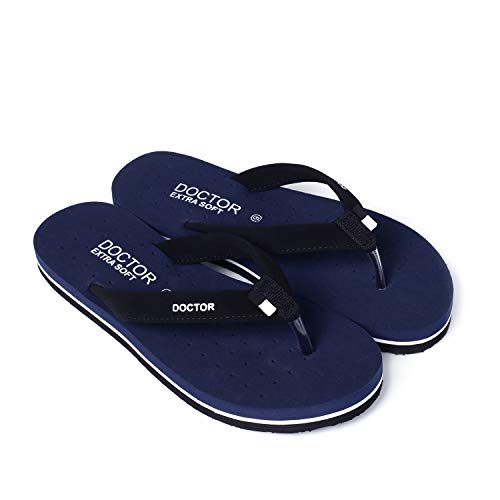 Image of DOCTOR EXTRA SOFT Flat Slipper for Women's - Orthopaedic and Diabetic Super Comfort Ortho Care Pregnancy Flip-Flop and House Slipper for Ladies and Girl's D-19 Navy - 10 UK