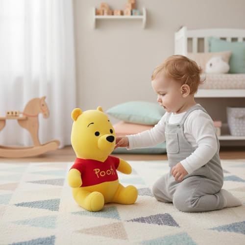 Image of Disney Winnie The Pooh Soft Toy 8 Inches Plush Huggable Stuffed Toy for Kids Officially Licensed Kids Toys for Ages 2+