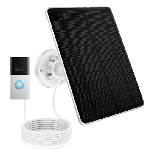 Solar Panel Compatible with Ring Video Doorbell 3+ /3 and 4, Battery Video Doorbell Plus, 13ft Charging Cable, 360°Adjustable Wall Mount,White