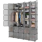 30-Cube Wardrobe Storage Organizer Large Gray DIY Stackable Easy Assemble Plastic Steel Frame Decorative Modular Clutter-Free Closet Wardrobe Yarn Stash for Homes, Living Rooms, and Gardens