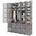 LANGRIA 30-Cube Storage Organizer Large Gray DIY Stackable Easy Assemble Plastic Steel Frame Decorative Modular Clutter-Free Closet Yarn Stash Wardrobe for Homes, Living Rooms, and Gardens