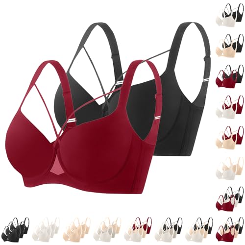XCXC 3er Pack Damen BHS ohne Bügel Klassischer Push Up BH Frauen Bequemer Bralette mit Verstellbaren Trägern Formender Balconette Bustier Rückenfrei Unterwäsche für Alltag Arbeit Freizeit
