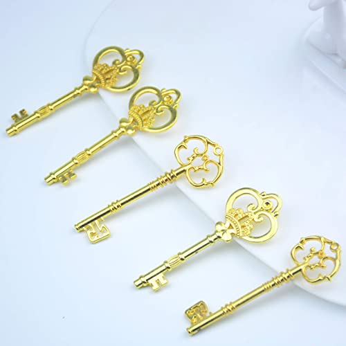 Makhry Mixed 20 Extra Large Gold Finish Skeleton Keys Rustic Key For Wedding Decoration Favor(Gold) #TOP4