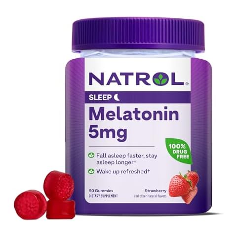 Natrol Melatonin Gummies, Sleep Support for Adults, 5 mg Melatonin Supplement for Sleeping, 90 Strawberry-Flavored Gummies, Up to a 90 Day Supply Cover