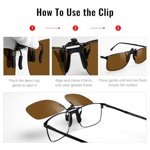 Image of MERRY'S Polarized Clip on Sunglasses Flip Up Metal Clip Attachments for Prescription Glasses