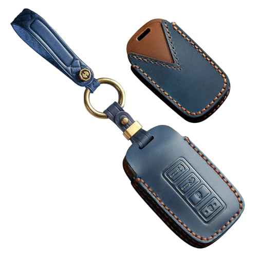 Porte-clés de voiture intelligent en cuir pour Lexus GS ES IS protection 3 à 4 boutons bleu