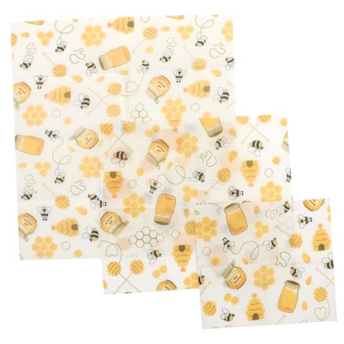 FRCOLOR 3pezzi Pellicole Per Alimenti in Cera d Api Panni Imballaggio in Riutilizzabili Per Conservare Pane Snack Formaggi e Frutta