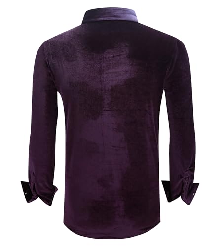 Alex Vando Mens Velvet Shirts Regular Fit Long Sleeve Soft Stretch Casual Button Down Shirt