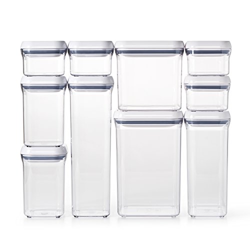 Oxo Good Grips 10-Piece Airtight Food Storage Pop Container Value Set, Standard Packaging,White,10 Piece #TOP5