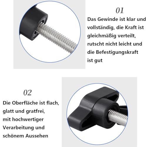 QZKJQDD 4 Stück Rändelschraube M8, M8 x 30mm 304 Edelstahl T-förmige Klemmschraubenknopf, Daumenschrauben Griff, Flügelschraube M8, für schnellen Austausch des Handfestziehknopfs