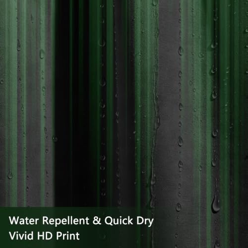 Image of AAtter No Hook Shower Curtain Set, Green Black Snap-in Liner, 72x75 Inch