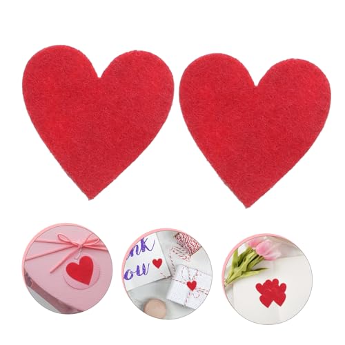 LOLIPPYY 200stücke Teiliges Rotes Filzherz Bastelset für Valentinstag Deko Herzform Filzstücke zum Aufkleben Cake Topper und Heimdekoration DIY Kreativprojekte