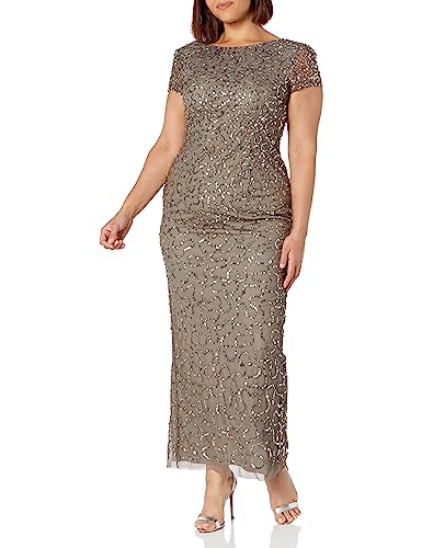 Image of Adrianna Papell Women's Beaded Short Sleeve Gown