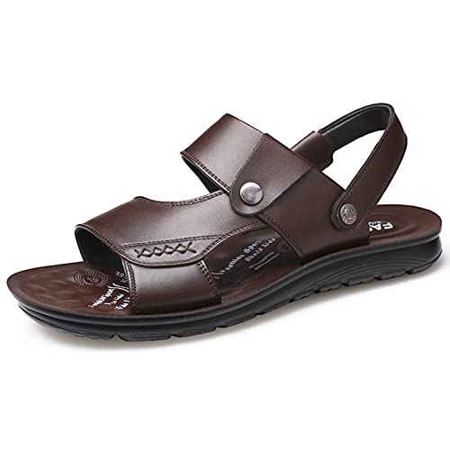 Men's Beach Sandals, Men's Leather Sport Sandal, Open Toes Sandals Casual Elastic Beach Slippers for Summer