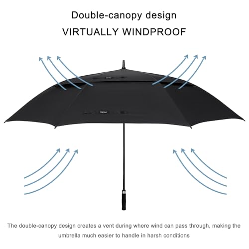 Image of G4Free 47 /54 /62 /68 Inch Automatic Open Golf Umbrella Oversize Extra Large Double Canopy Vented Windproof Waterproof Stick Umbrellas