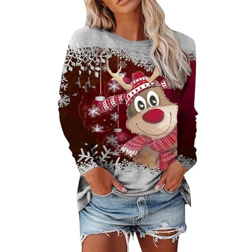 Damen Pullover, Weihnachtspullover Damen Lustige Weihnachten Ugly Christmas Sweatshirt Baumwolle Pulli Herbst Winter Sweater Weihnachtskostüm...